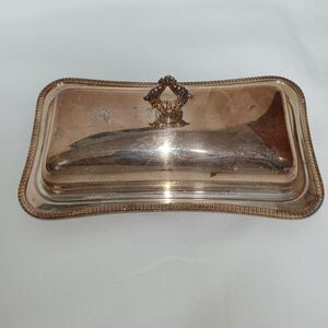 Crescent 3379P Silver Plated Butter Dish With Glass Insert